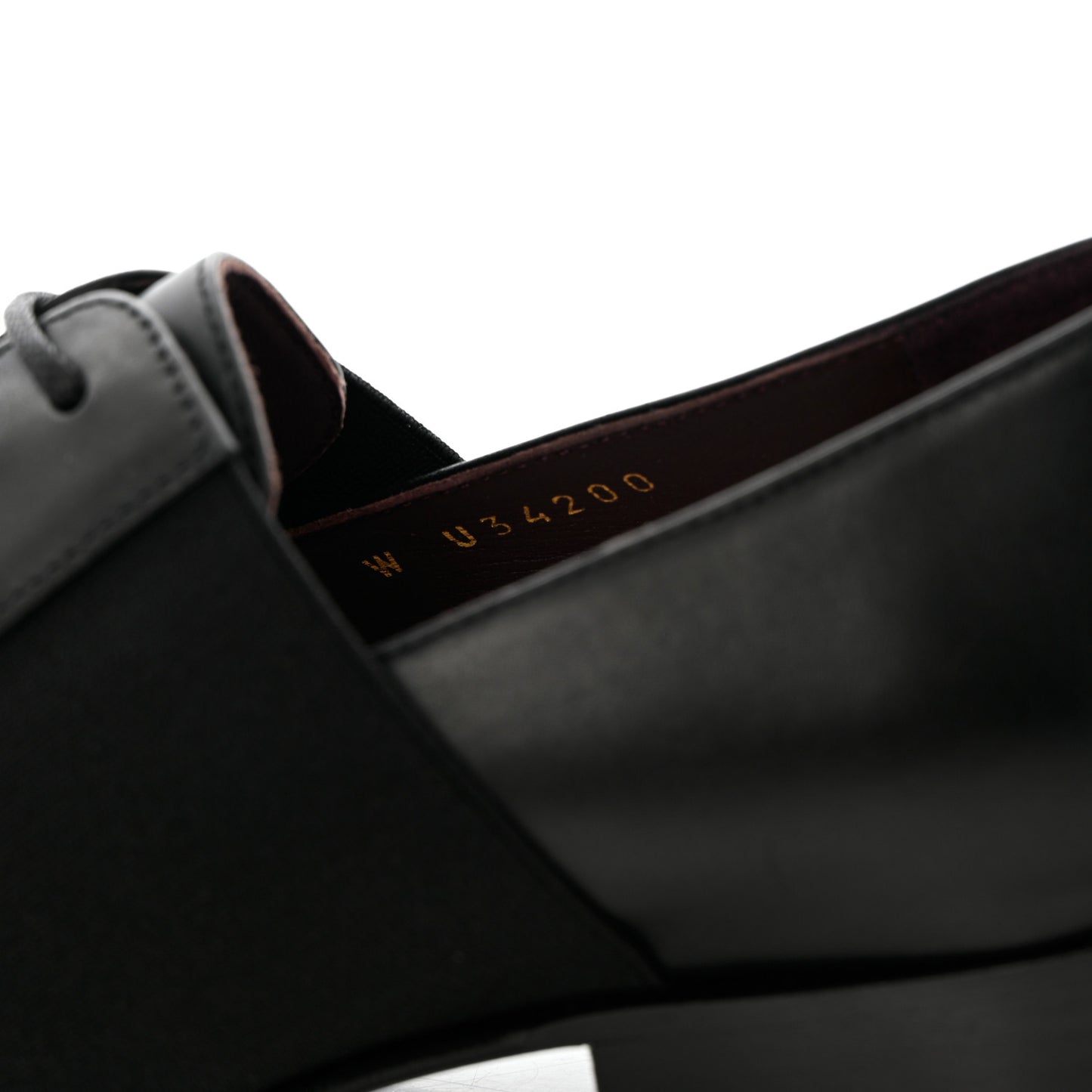 Calfskin Elastic Lace Up Cap Toe CC Loafers 36 Black