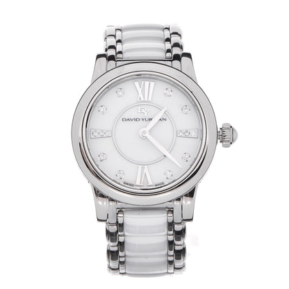 David Yurman Stainless Steel Ceramic Diamond 30mm Classic Quartz Watch White 1 of 8