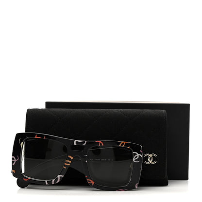 Chanel Acetate CC Logo Square Sunglasses 71628 Black Multicolor 8 of 8