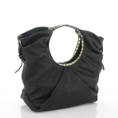 Jimmy Choo Grained Calfskin Studded Sylvia Hobo Black 3 of 7