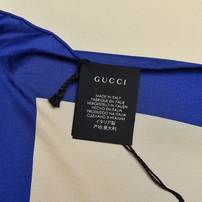 Gucci Silk Logo Square Scarf Ivory Blue 5 of 6
