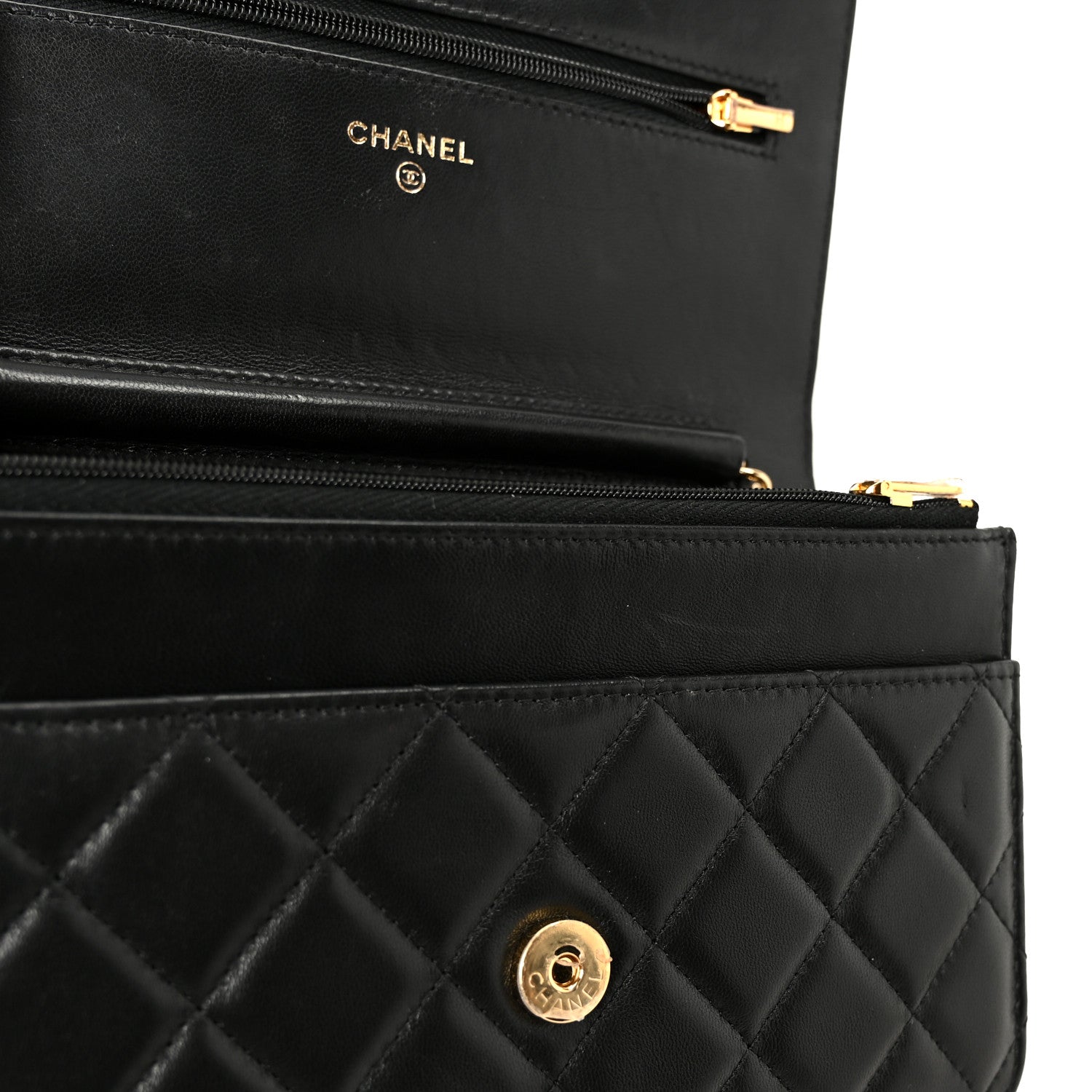 Chanel Lambskin Quilted Wallet On Chain WOC Black 12 of 13