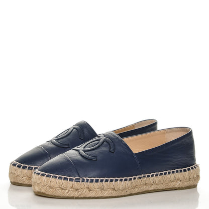 Chanel Lambskin CC Espadrilles 36 Dark Navy 3 of 9