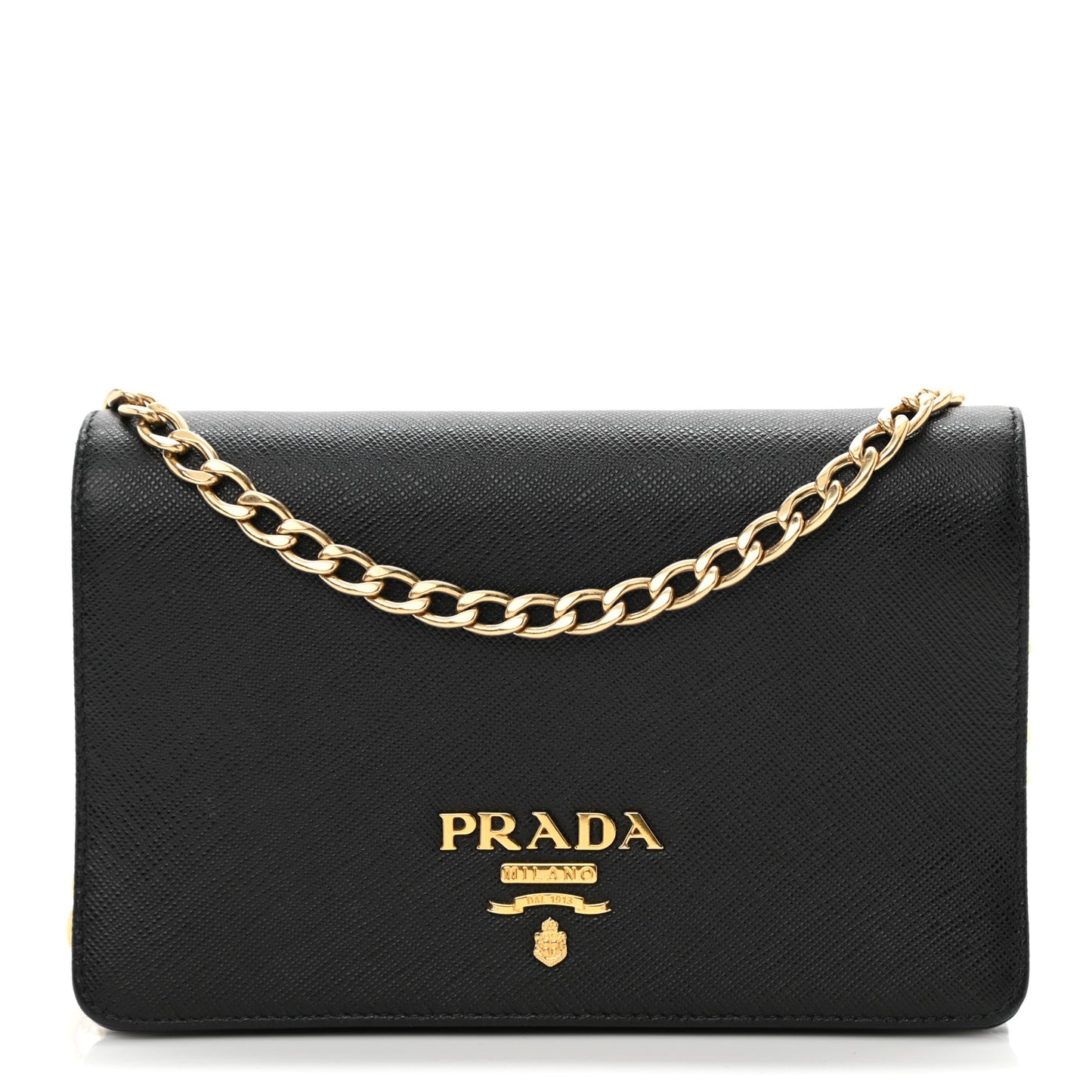 Saffiano Chain Wallet Black