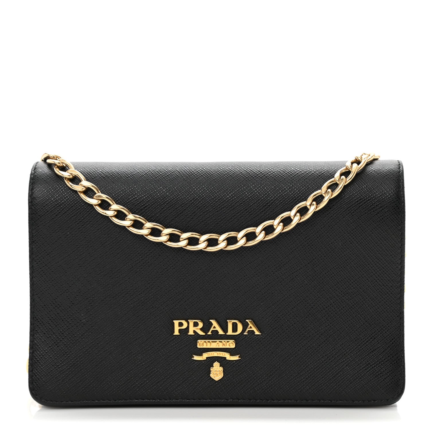 Prada Saffiano Chain Wallet Black 1 of 9
