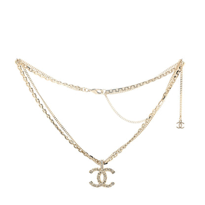 Chanel Crystal CC Multi Strand Chain Necklace Gold 3 of 6