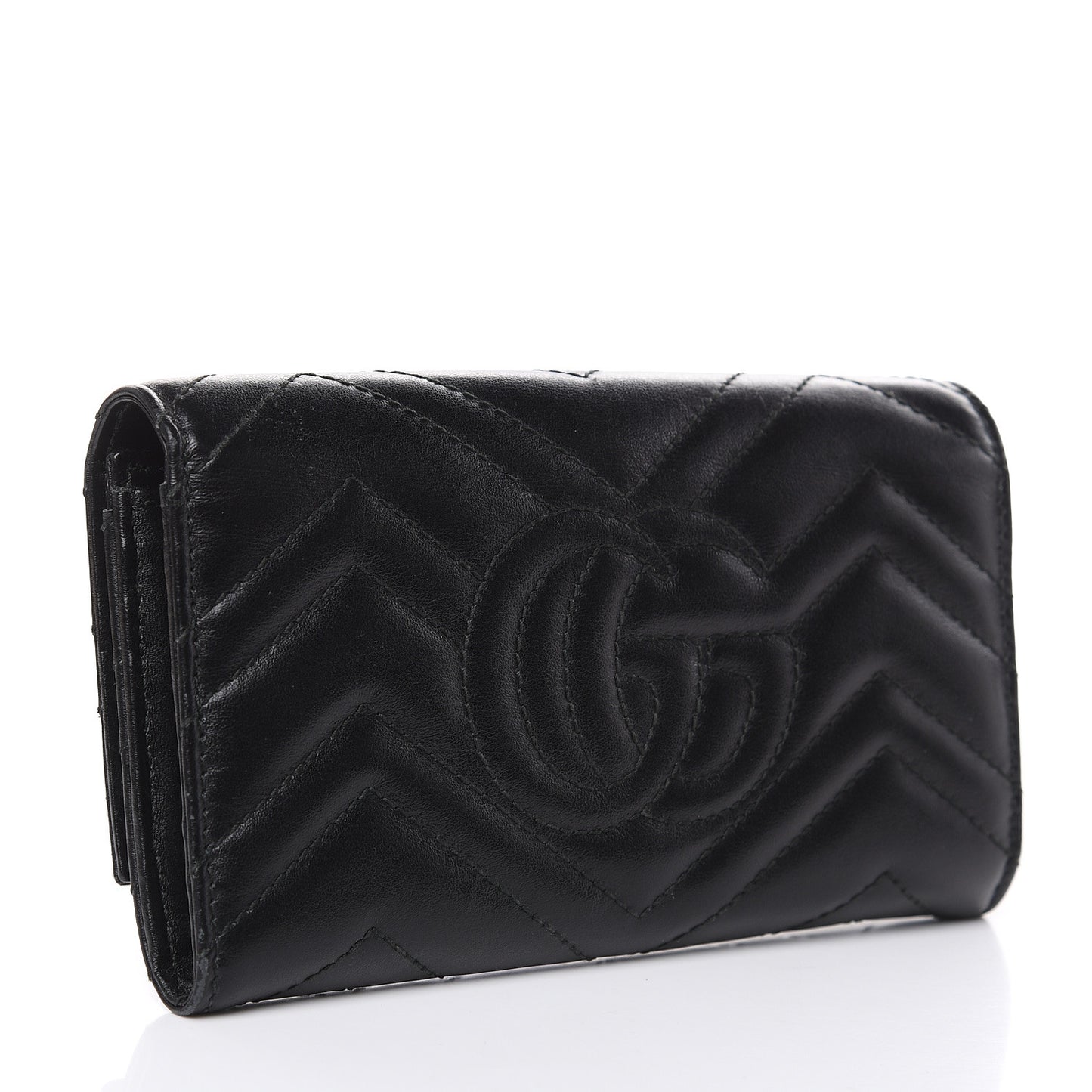 Calfskin Matelasse GG Marmont Continental Wallet Black
