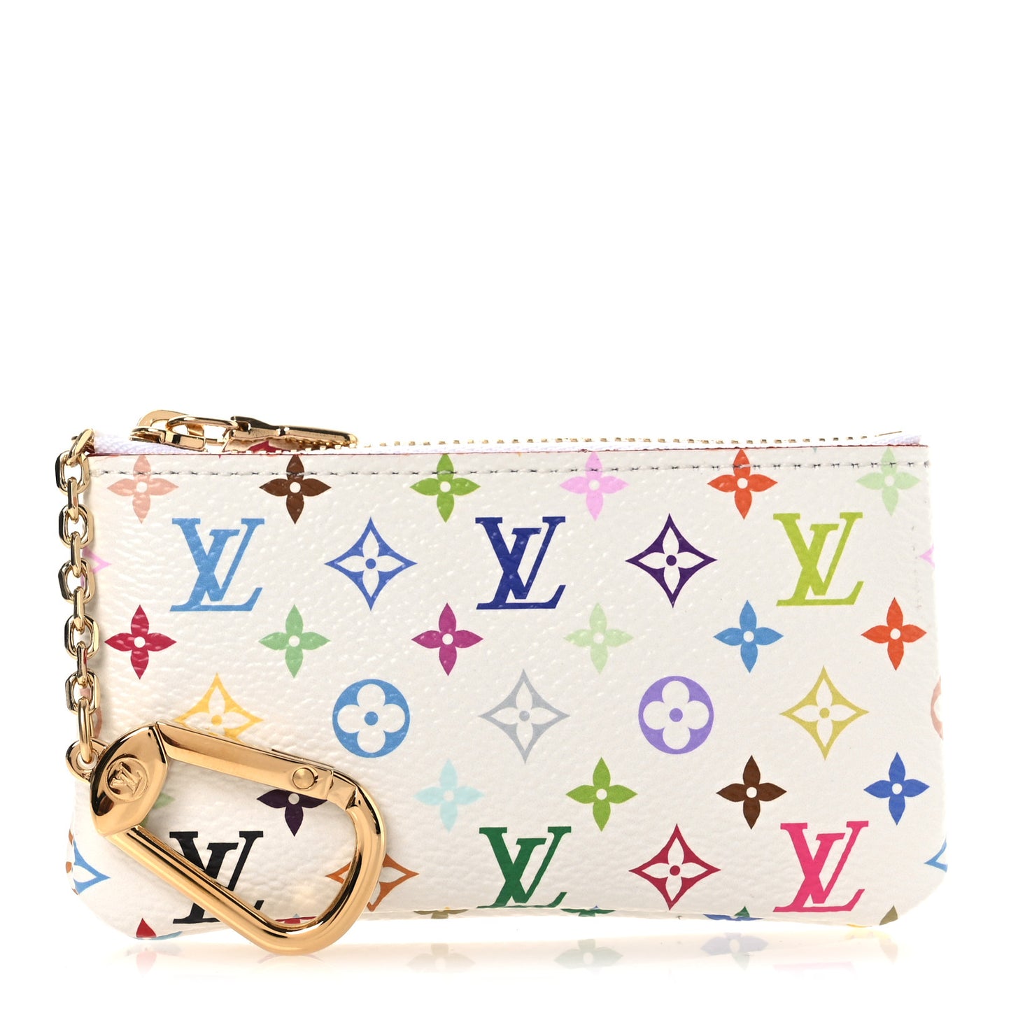 LV X TM Monogram Multicolor Key Pouch White