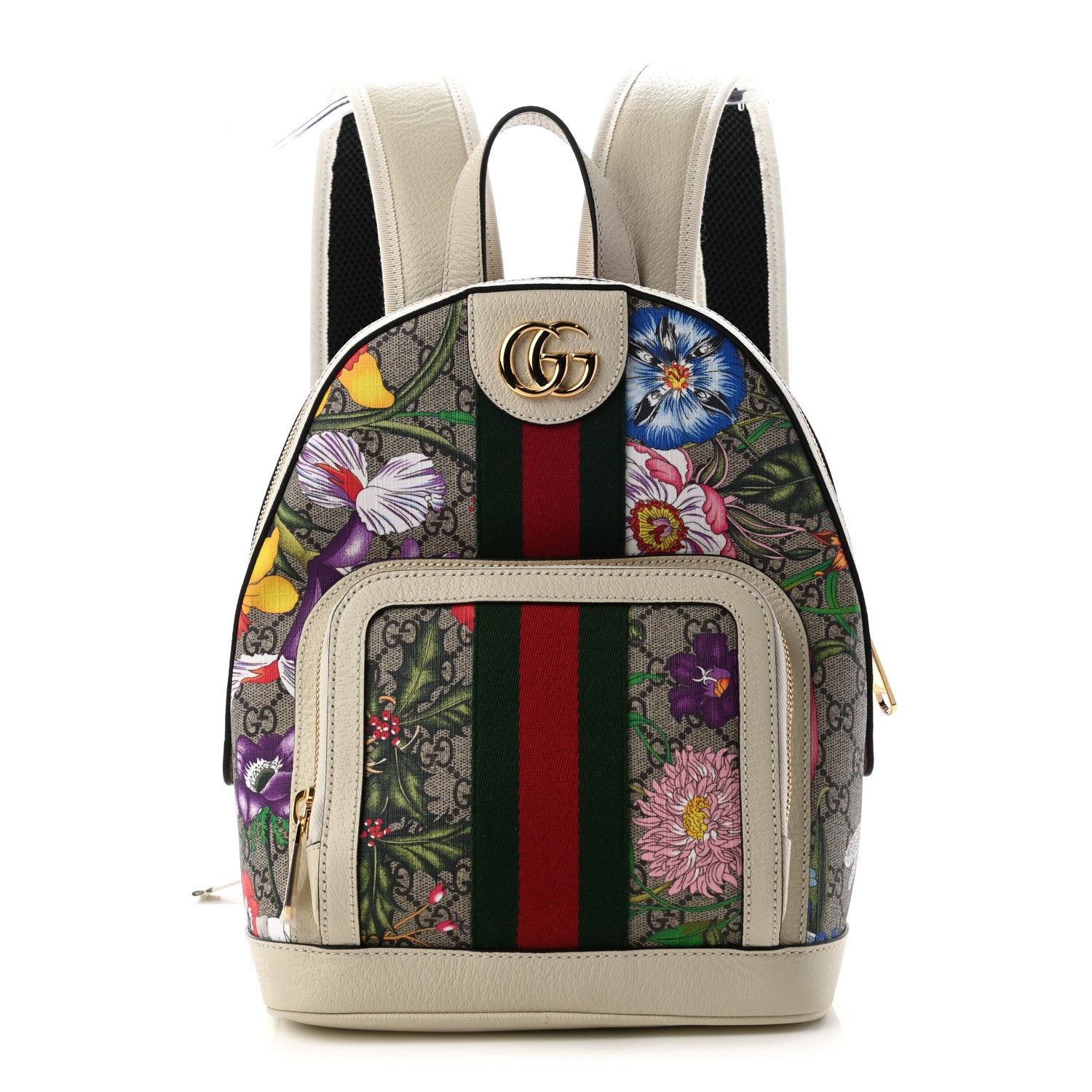Gucci GG Supreme Monogram Flora Web Small Ophidia Day Backpack White 1 of 9
