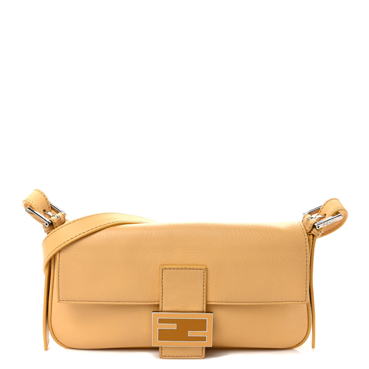 Fendi Vitello Enamel Interchangeable Strap Baguette Giallo Alchemy 1 of 12