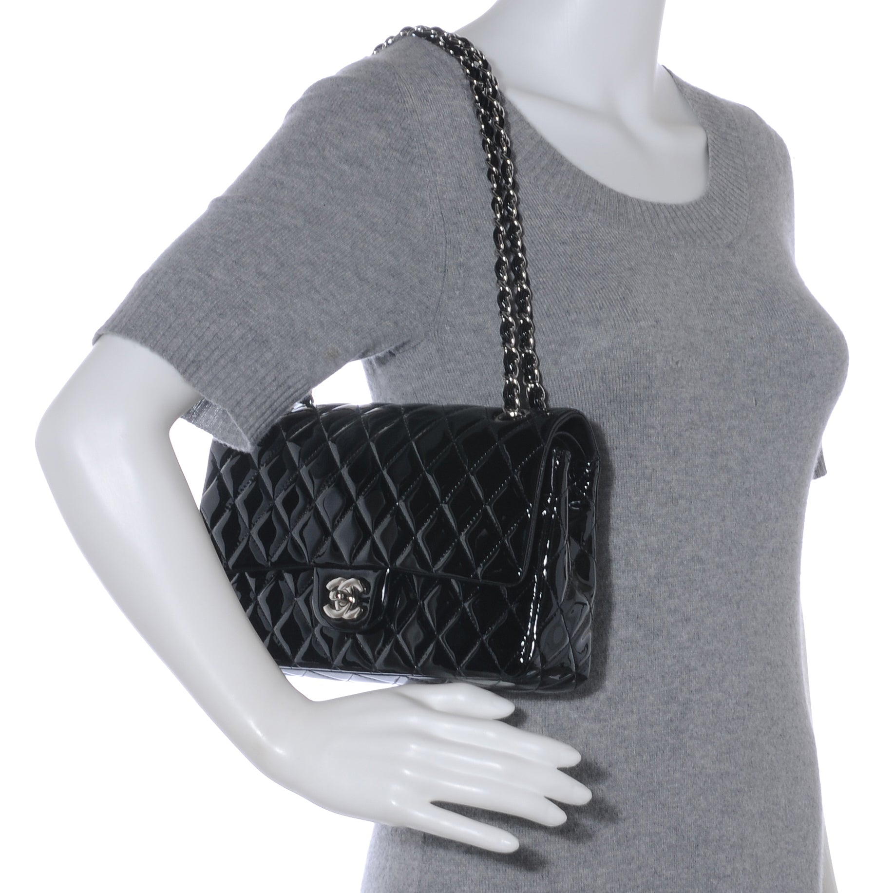 Chanel Patent Medium Double Flap Black 2 of 8