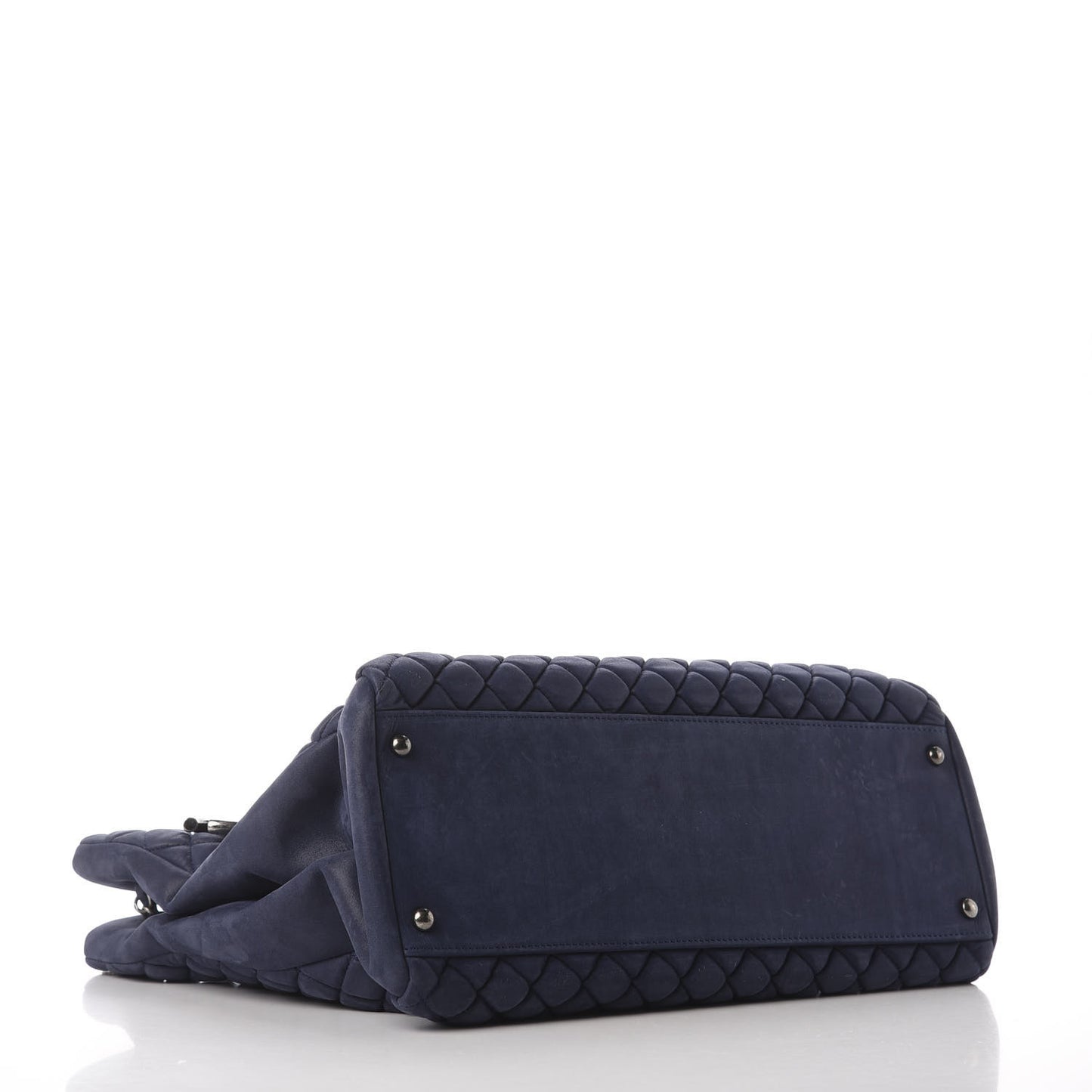 Iridescent Calfskin Quilted New Bubble Tote Dark Blue