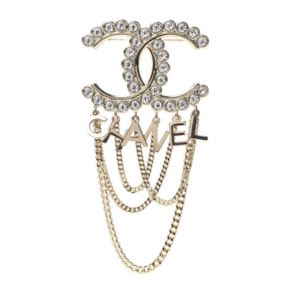 Chanel Metal Crystal Bow-tiful CC Chain Brooch Gold 1 of 4