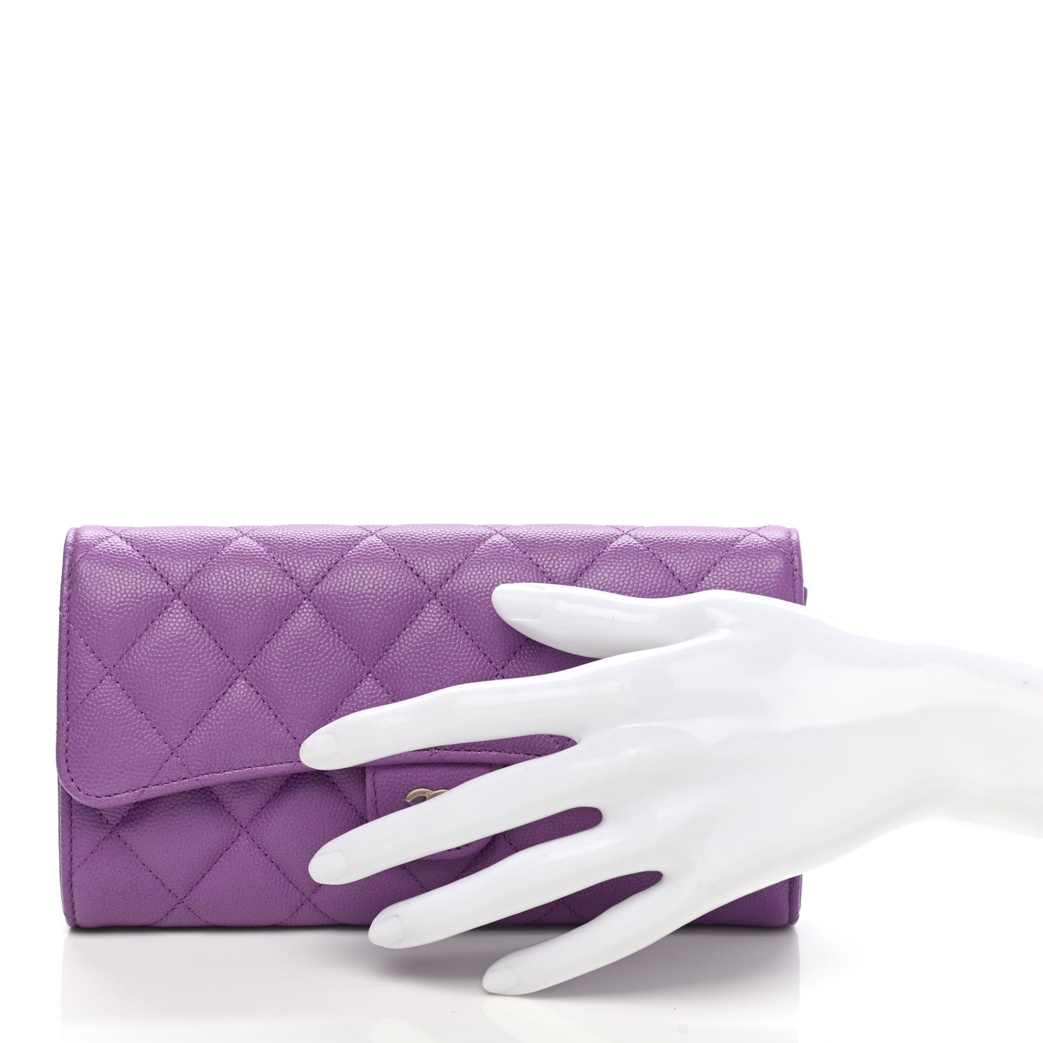 Chanel Caviar Quilted Large Flap Wallet Purple 2 of 10