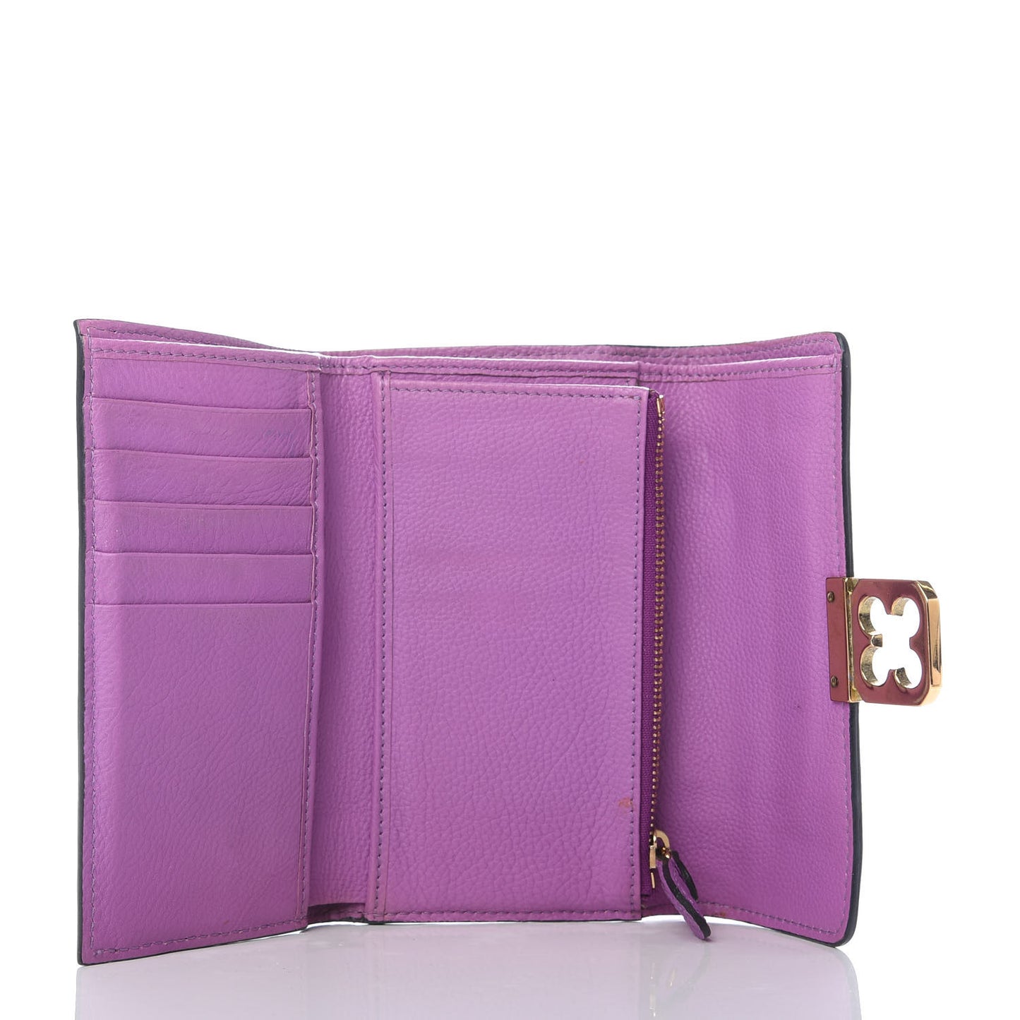 Calfskin Elsie Long Wallet Purple