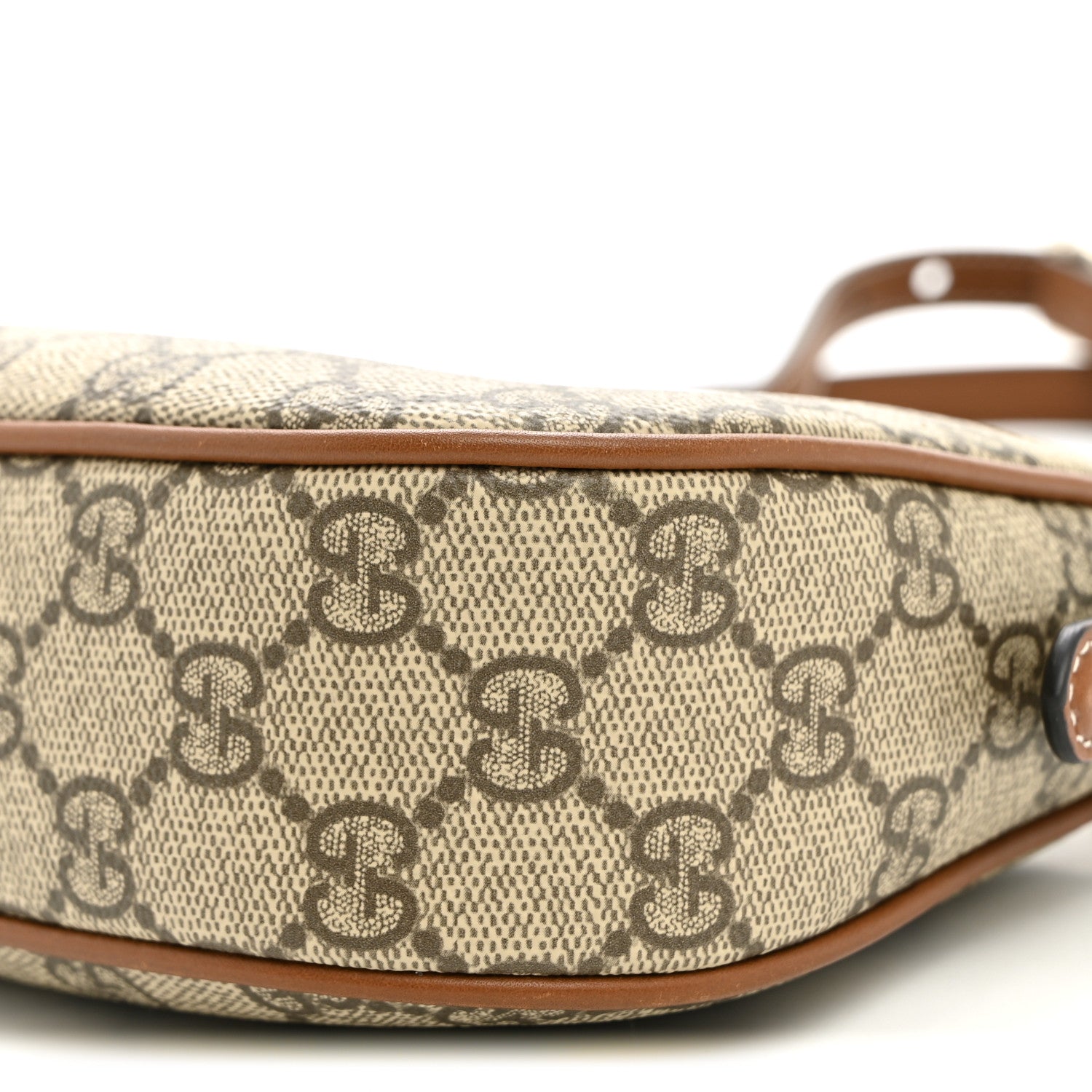 Gucci GG Supreme Monogram Textured Calfskin Small Emblem Shoulder Bag Beige Dark Brown 10 of 10