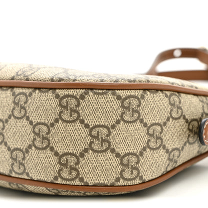 Gucci GG Supreme Monogram Textured Calfskin Small Emblem Shoulder Bag Beige Dark Brown 10 of 10