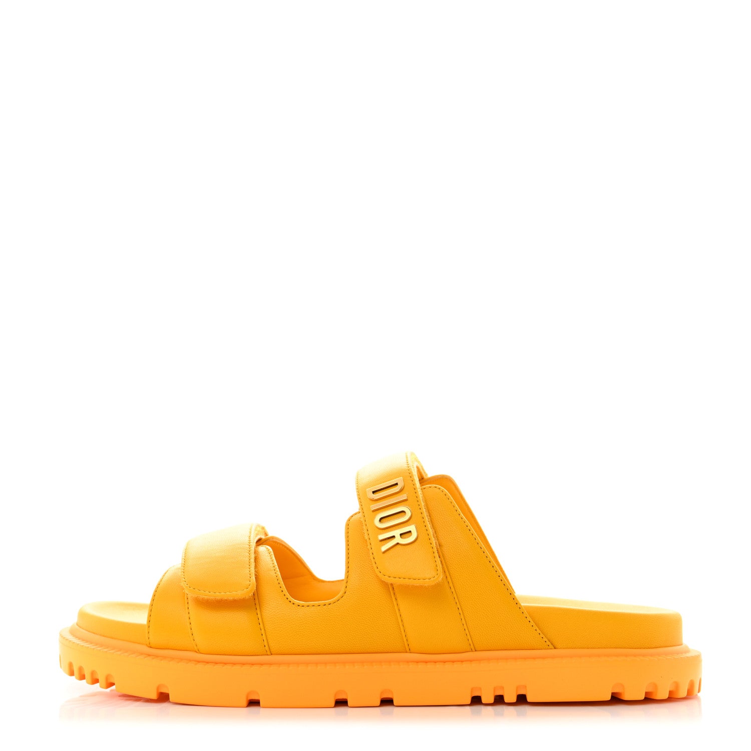 Christian Dior Lambskin Dioract 10mm Slide Sandals 39.5 Amber Yellow 1 of 8