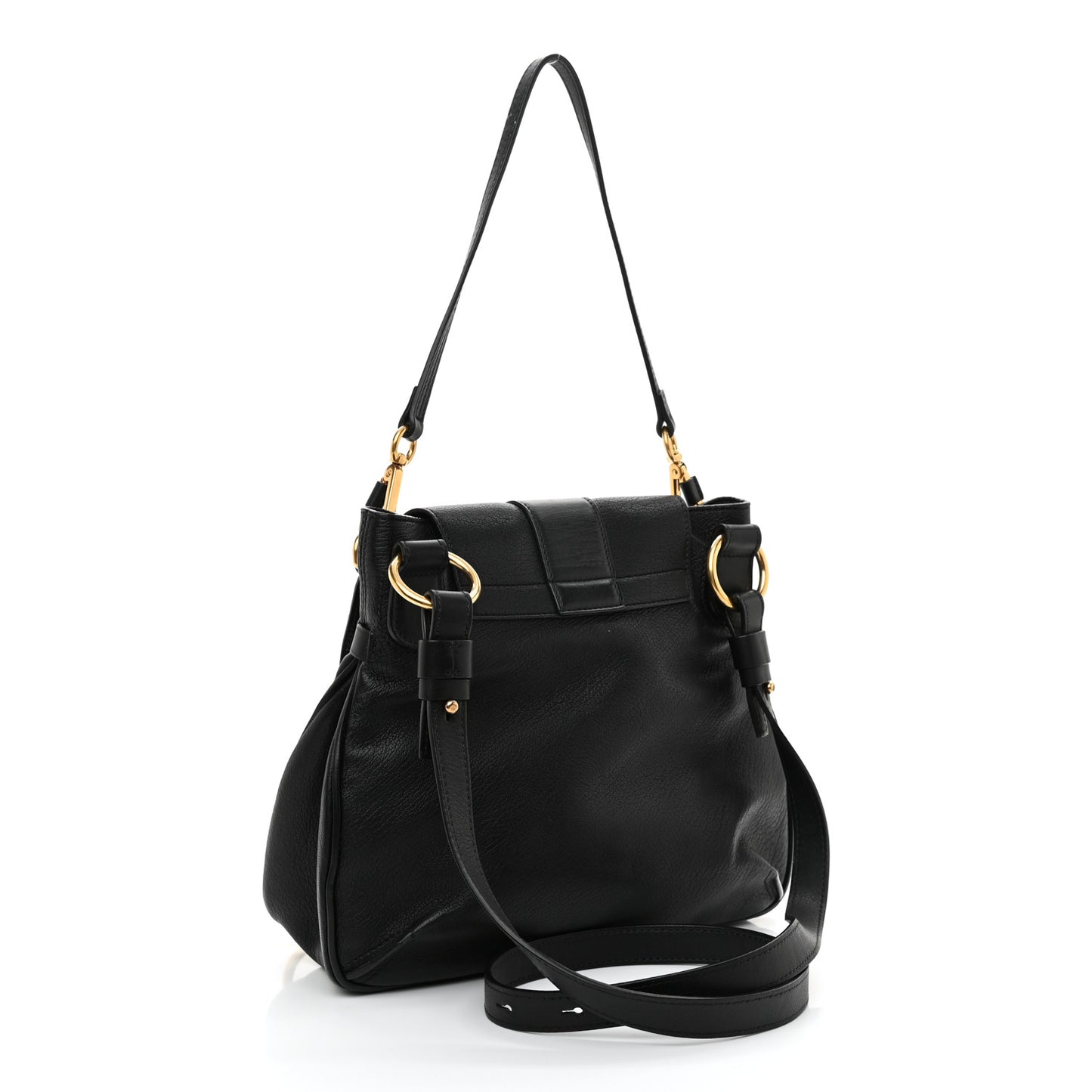 Grained Lambskin Calfskin Small Lexa Shoulder Bag Black