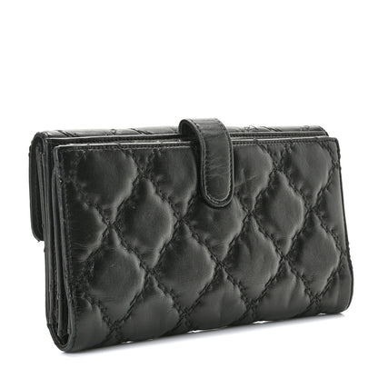 Chanel Calfskin Double Stitch Hamptons Flap Wallet Black 3 of 9