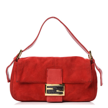 Fendi Suede Baguette Red 1 of 8