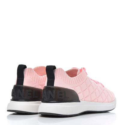 Chanel Mixed Fibers Quilted Womens CC Sneakers 39.5 Light Pink 4 of 9