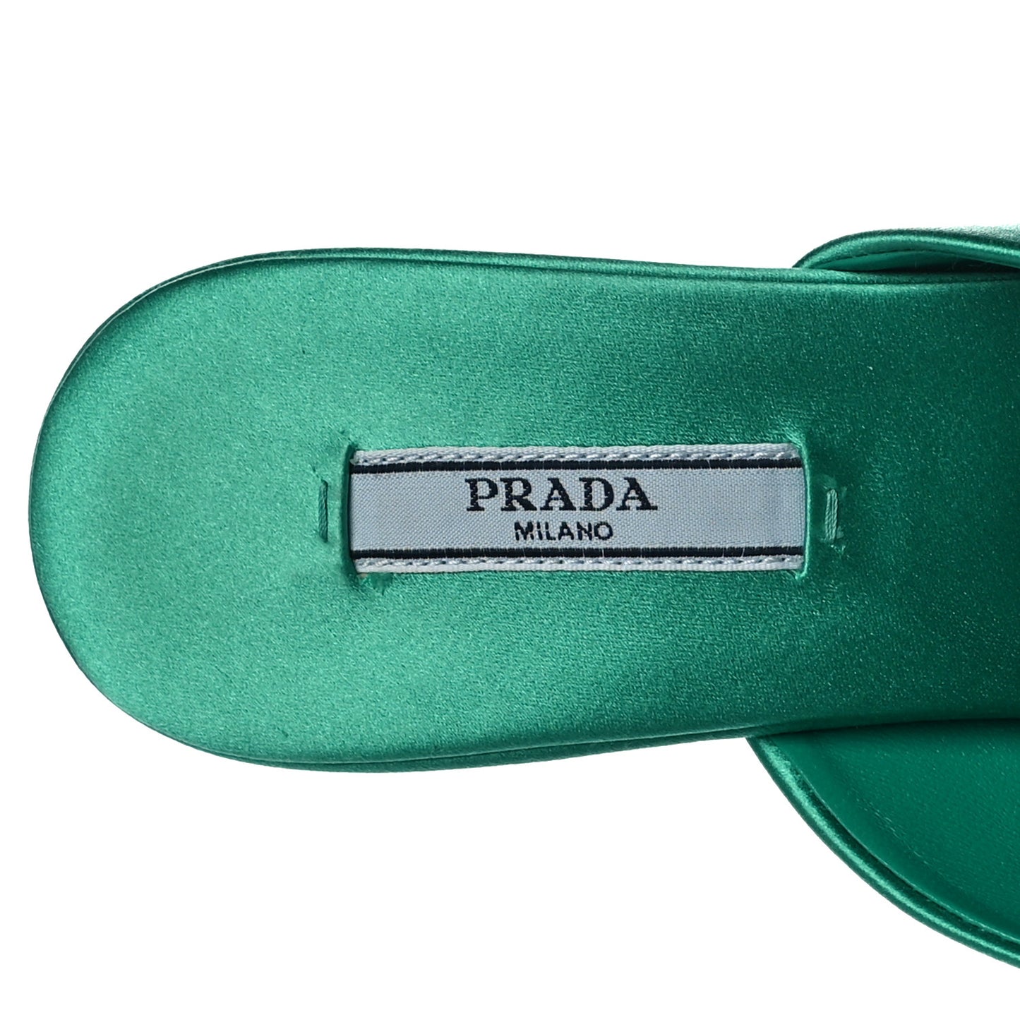 Satin Metal Triangle Logo 85mm Slide Sandals 37 Assenzio