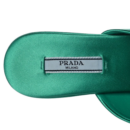 Prada Satin Metal Triangle Logo 85mm Slide Sandals 37 Assenzio 7 of 11