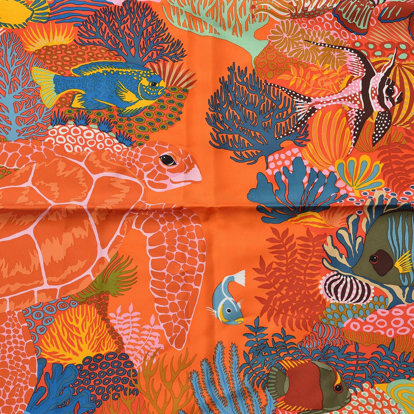 Silk Under The Waves Scarf 90 Orange Vert Rose