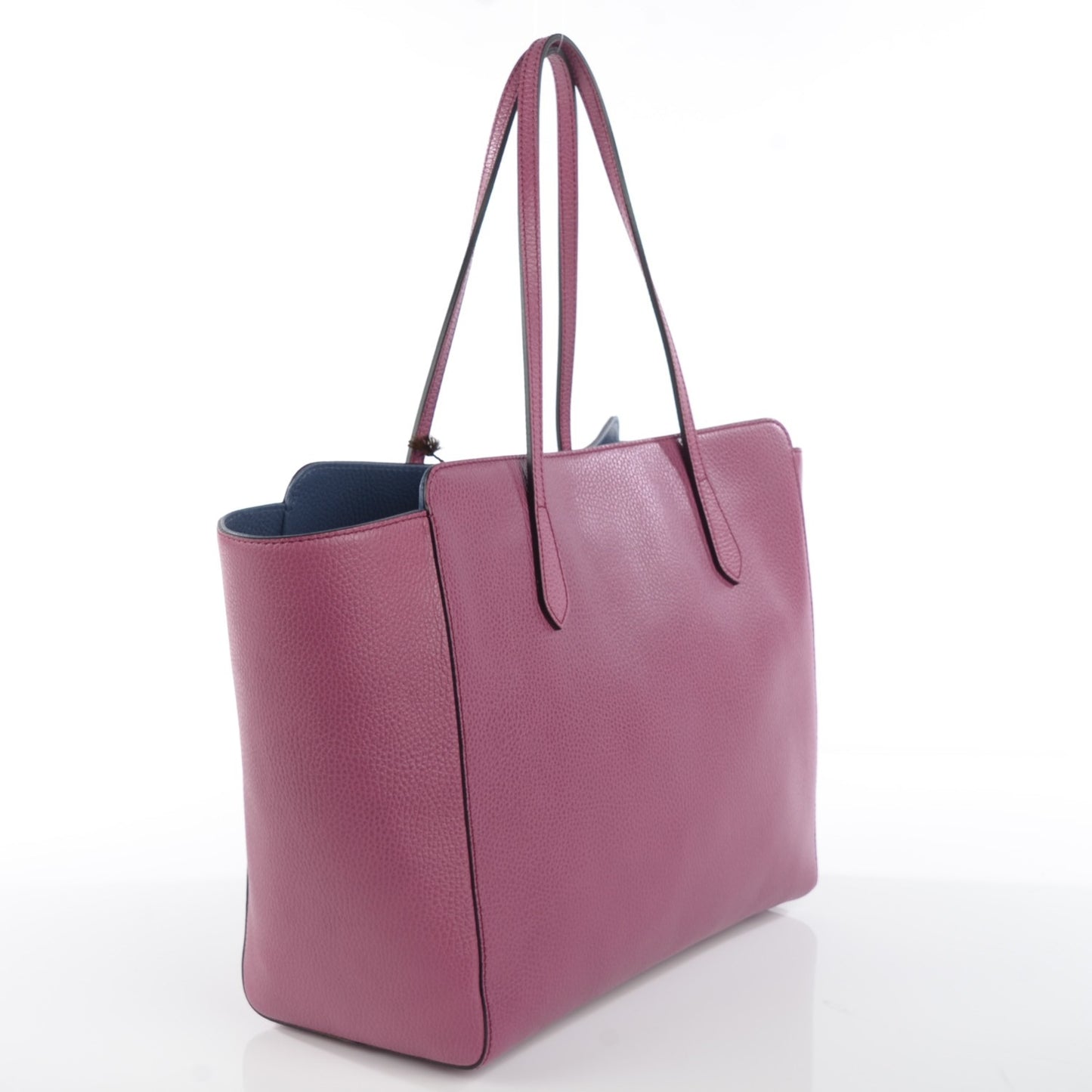Dollar Calfskin Medium Swing Tote Peonia Flower Washed Blue