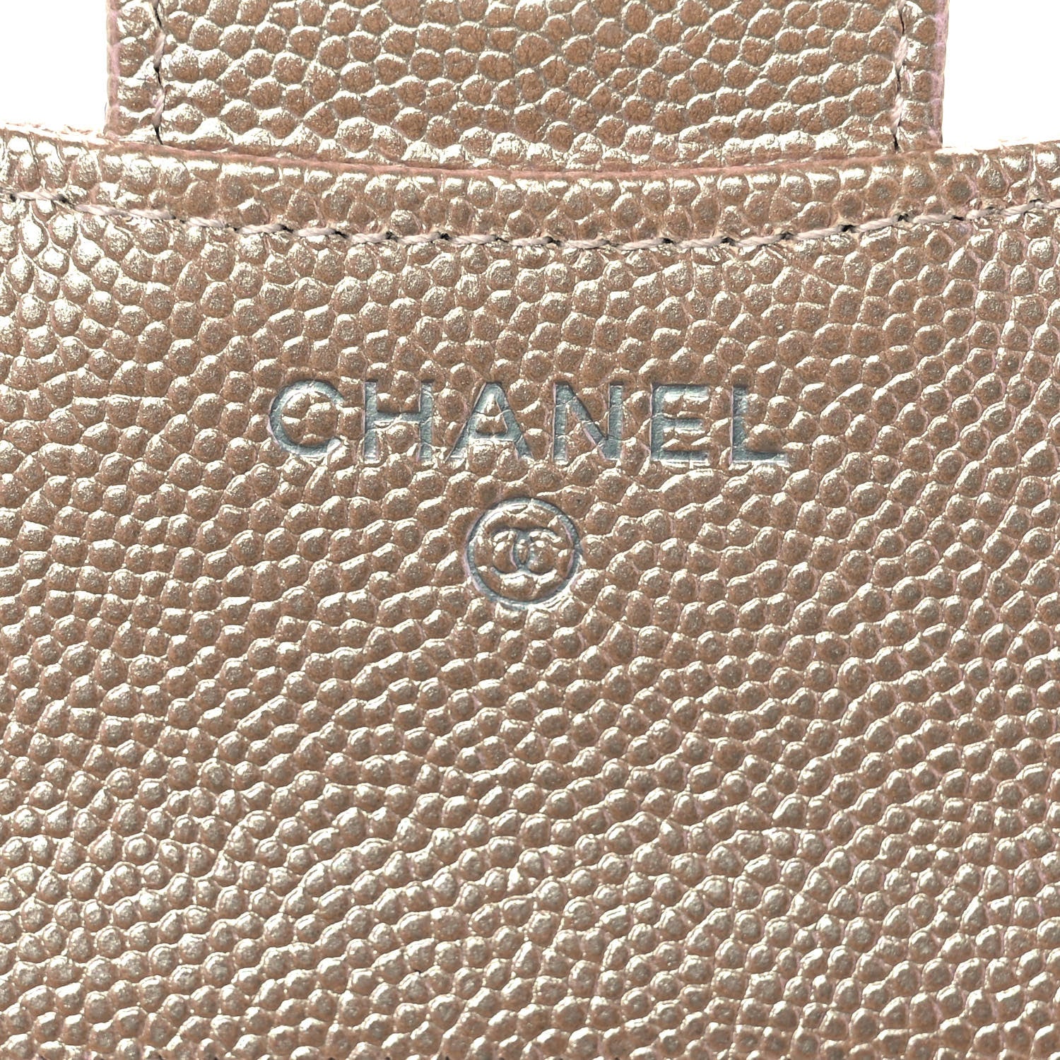 Chanel Metallic Caviar Chevron Quilted Compact Flap Wallet Light Gold 6 of 10