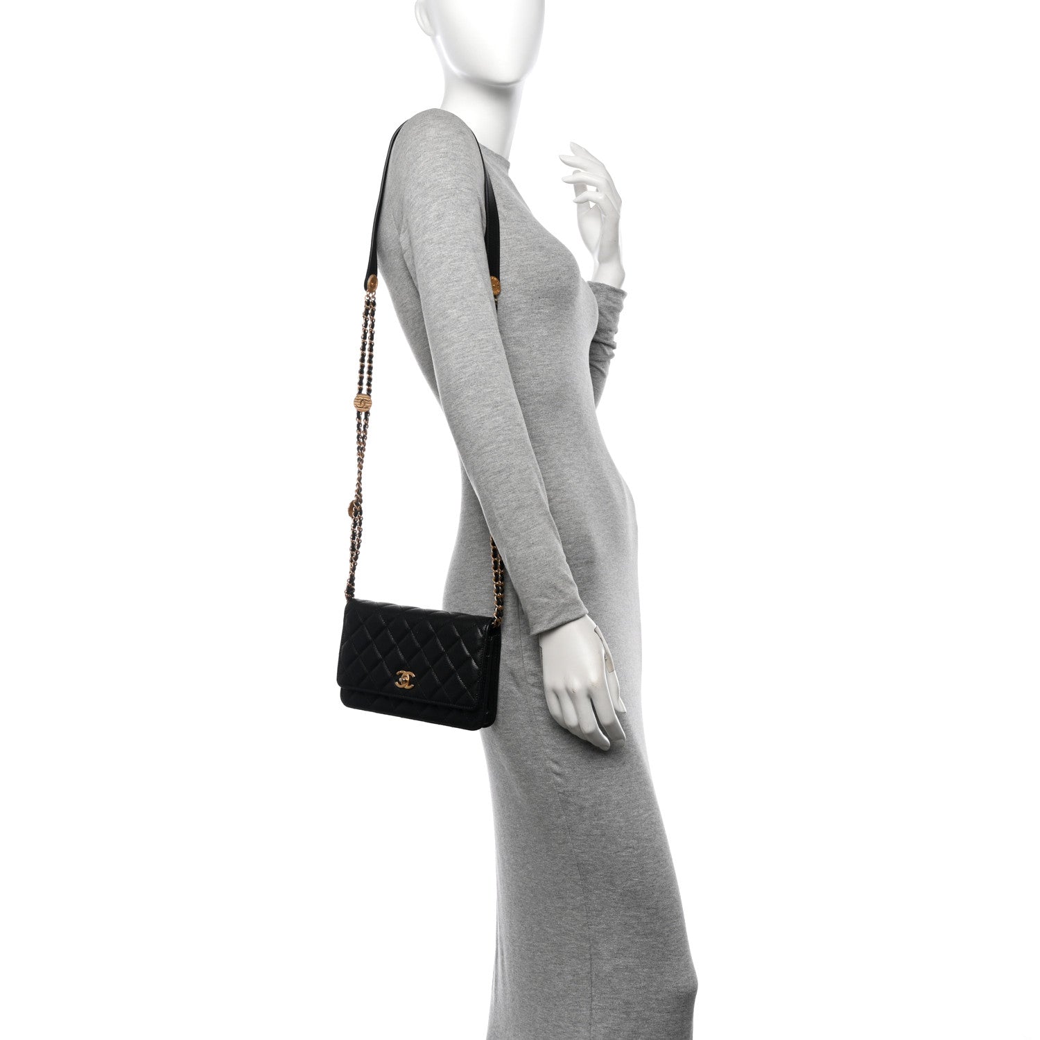 Chanel Caviar Quilted Twist Your Buttons Wallet On Chain WOC Black 2 of 11