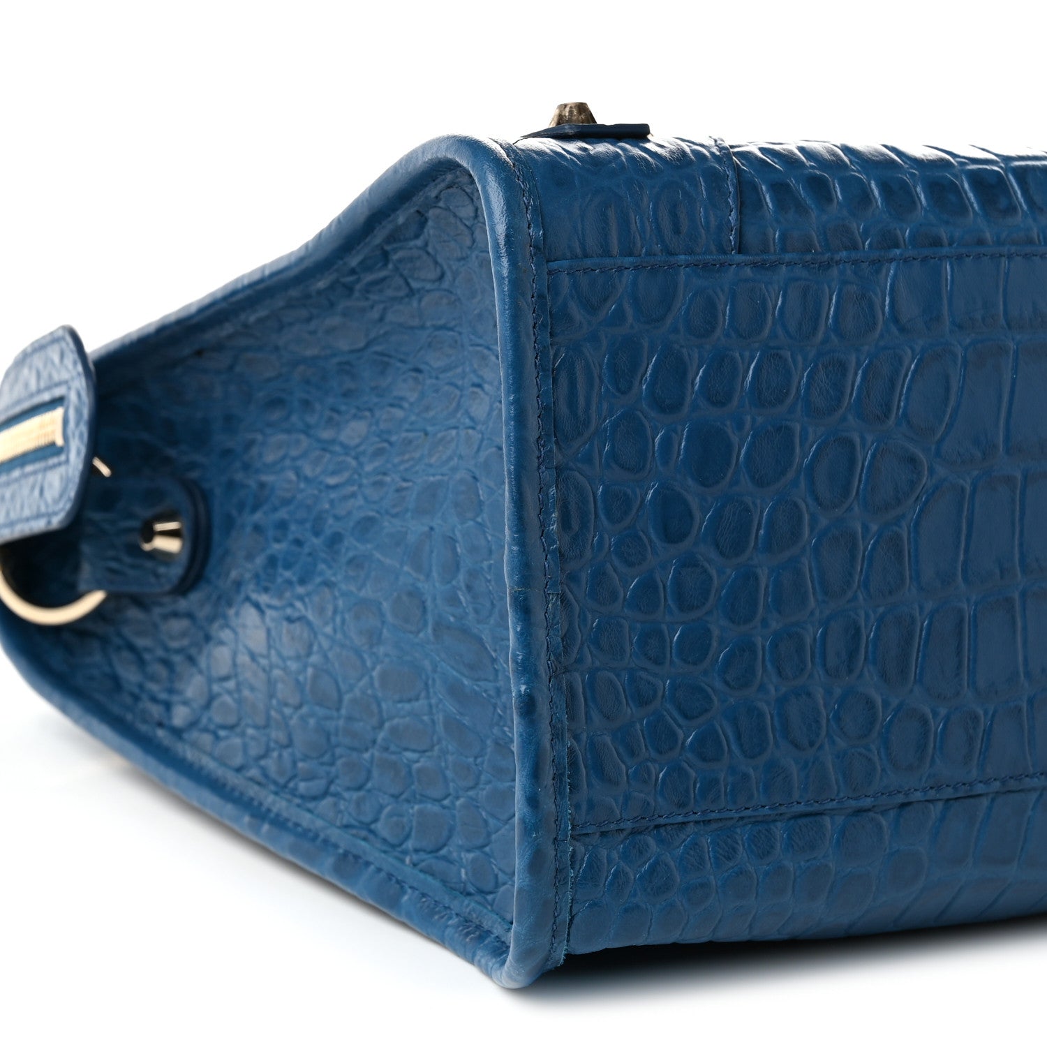Balenciaga Calfskin Crocodile Embossed Classic Silver Hardware City Bleu Marine 10 of 12