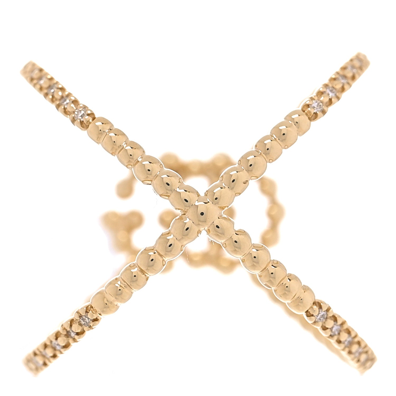 Gucci 18K Yellow Gold Diamond GG Running X Ring 53 6.25 4 of 6