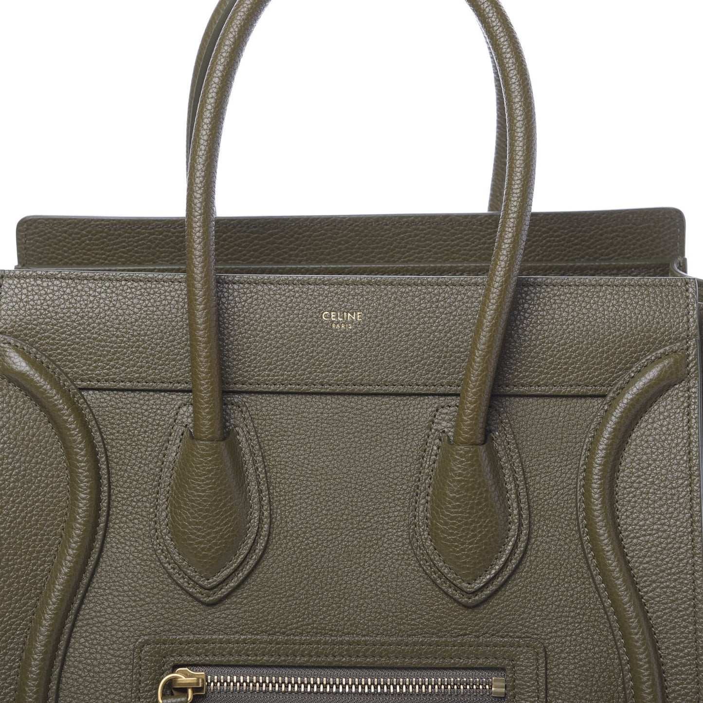 Drummed Calfskin Micro Luggage Dark Olive