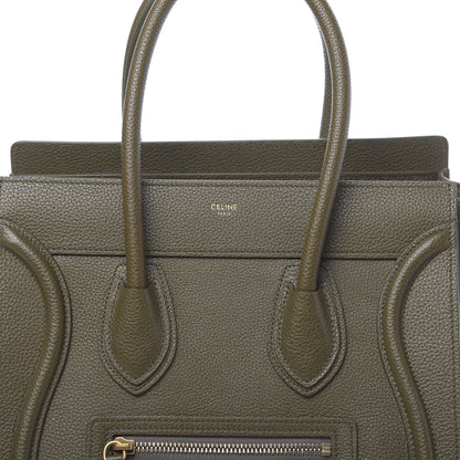 Celine Drummed Calfskin Micro Luggage Dark Olive 9 of 11