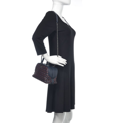 Chanel Calfskin Woven Bowling Bag Navy Blue 2 of 11