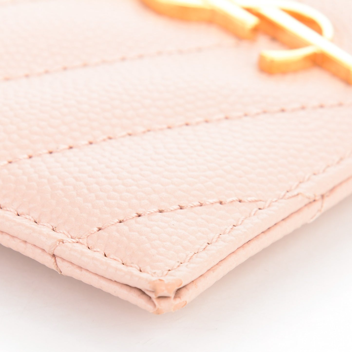 Grain De Poudre Matelasse Chevron Monogram Credit Card Case Pale Pink