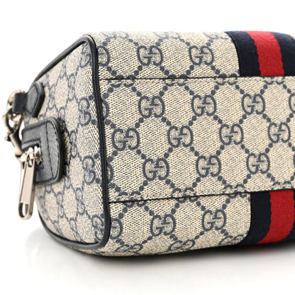 Gucci GG Supreme Monogram Textured Dollar Calfskin Web Mini Ophidia Top Handle Bag Beige Blue 9 of 12