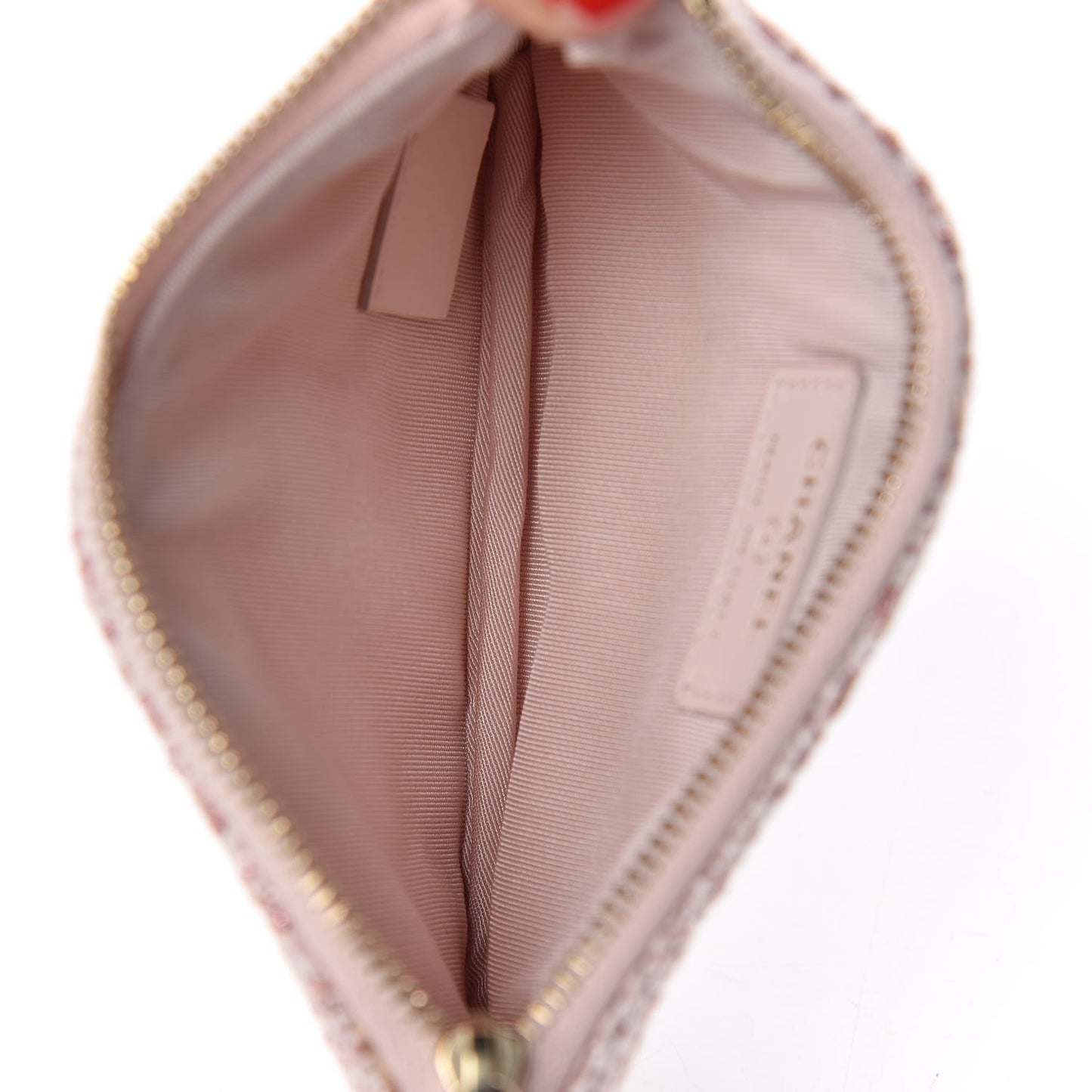 Woven Straw Raffia Deauville Cosmetic Pouch Pink