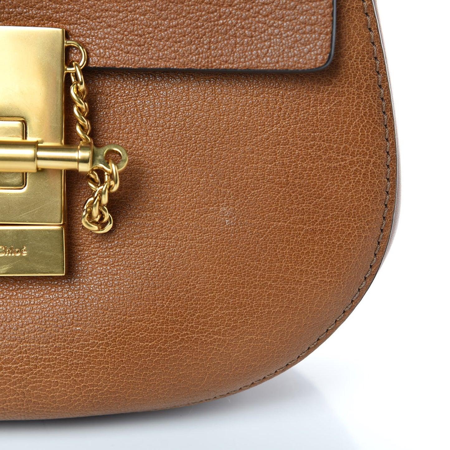 Grained Lambskin Mini Drew Shoulder Bag Caramel