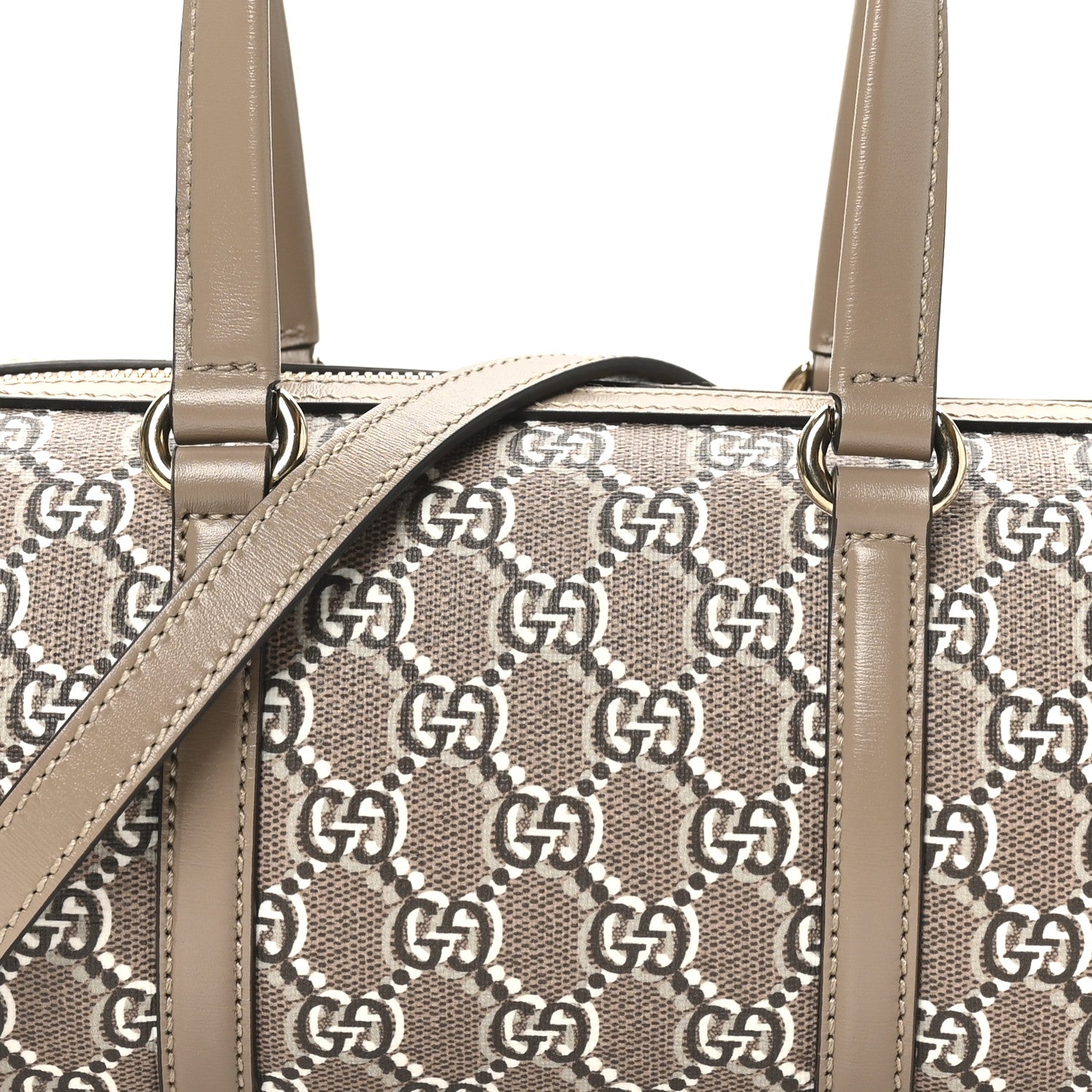 Gucci GG Shadow Monogram Ophidia Top Handle Bowler Bag Taupe 8 of 10