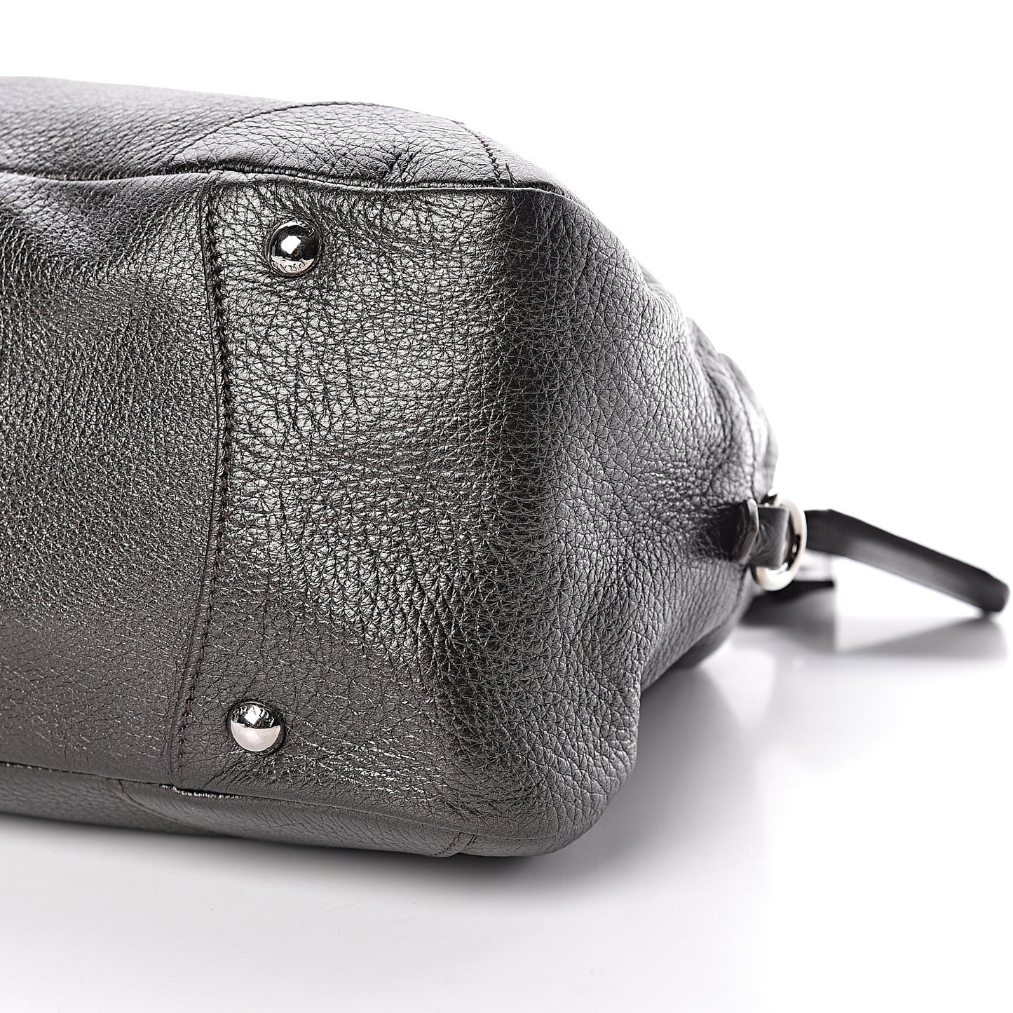 Metallic Cervo Dome Satchel Dark Grey