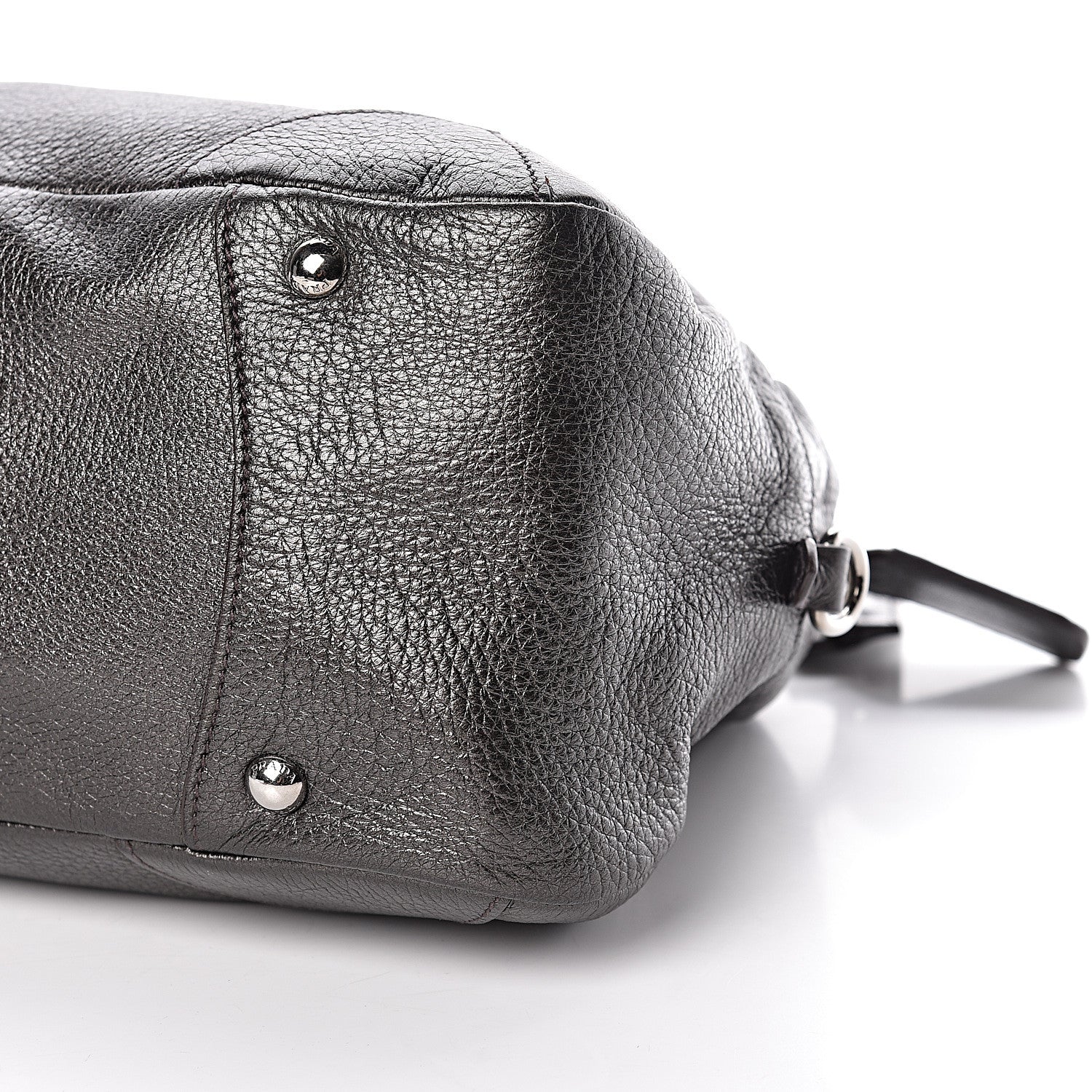 Prada Metallic Cervo Dome Satchel Dark Grey 10 of 10