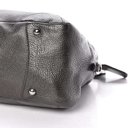 Prada Metallic Cervo Dome Satchel Dark Grey 10 of 10