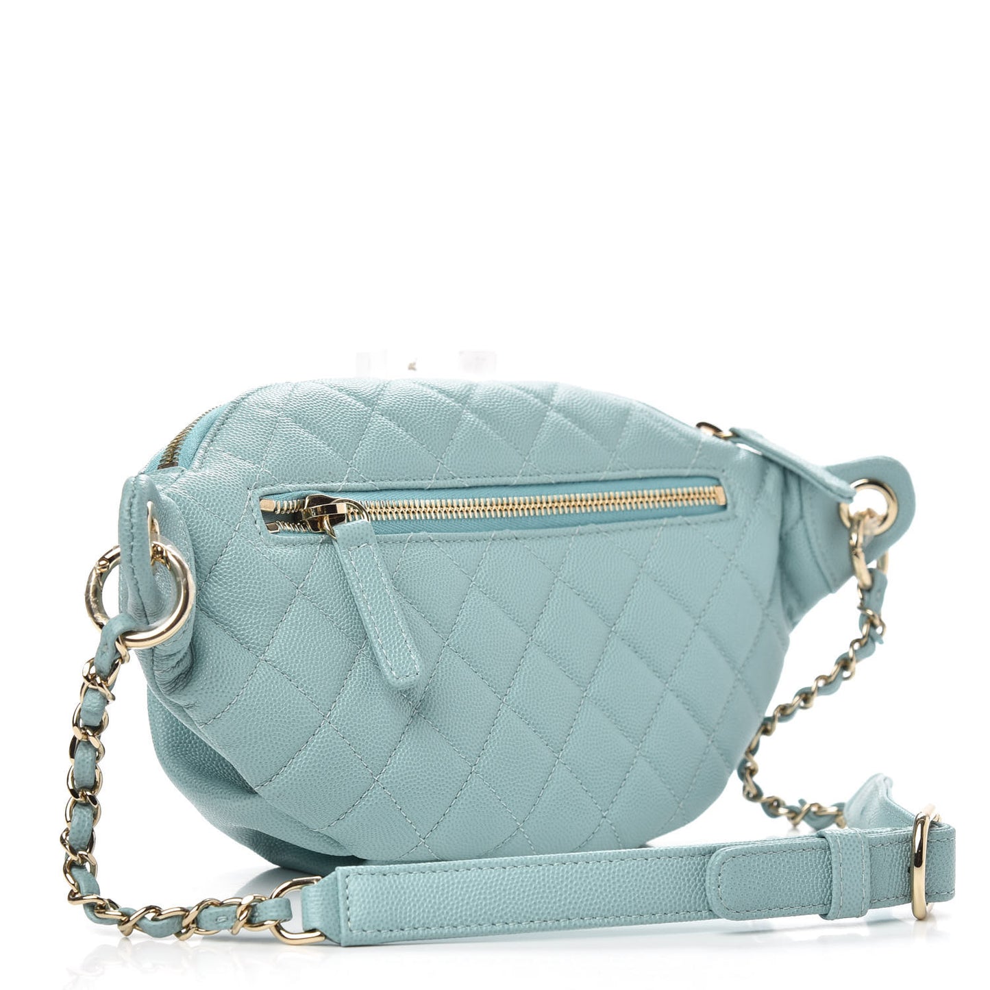 Caviar Quilted Filigree Waist Bag Light Blue