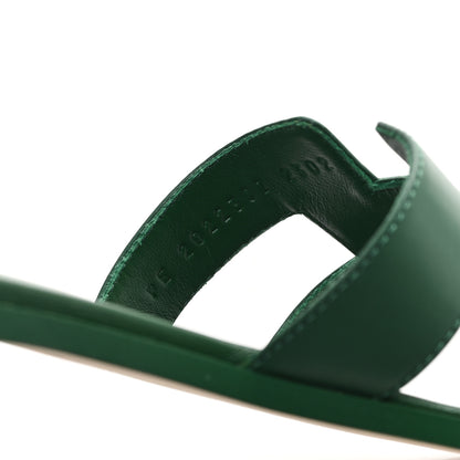 Hermes Calfskin Oran Sandals  38.5 Vert Electrique 9 of 10