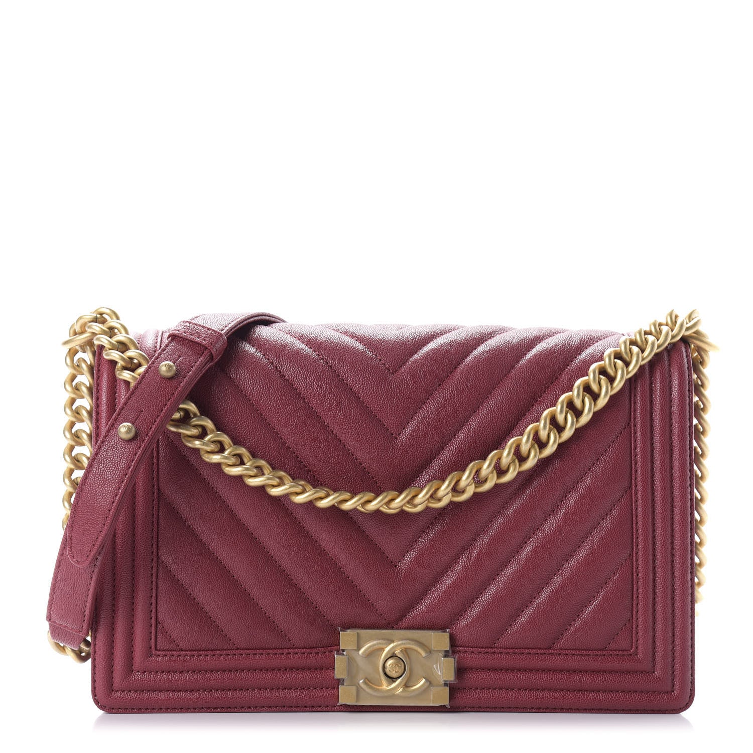 Chanel Caviar Chevron Quilted New Medium Boy Flap Red 1 of 12
