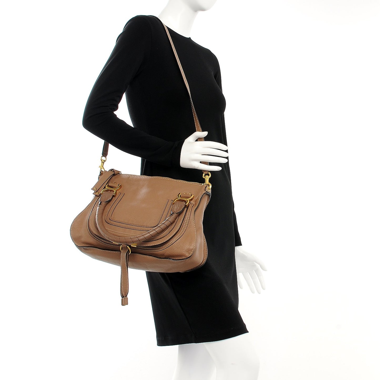 Calfskin Small Marcie Satchel Nut