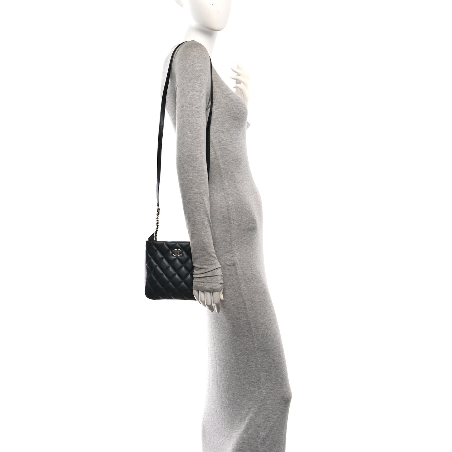 Lambskin Quilted Uniform Crossbody Bag  Black
